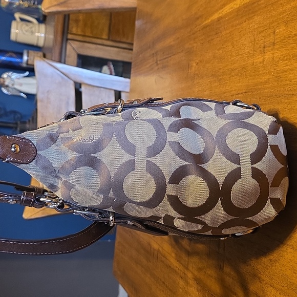 Coach Alexandra Tote Bag featuring a signature "Op Art" canvas pattern. - Picture 3 of 16